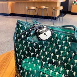 Llavero colgante de gato y perro de piel sintética PU para bolso
