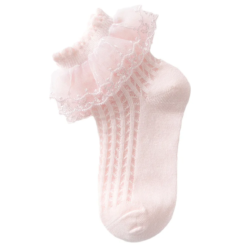 Calcetines altos con encaje de algodón para niña estilo princesa - imagen 2