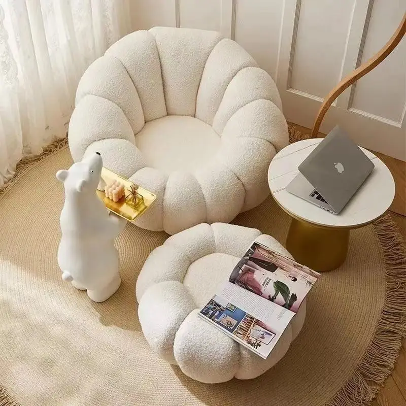 Sofá infantil de suelo calabaza crema – Estilo nórdico y princesa - imagen 2