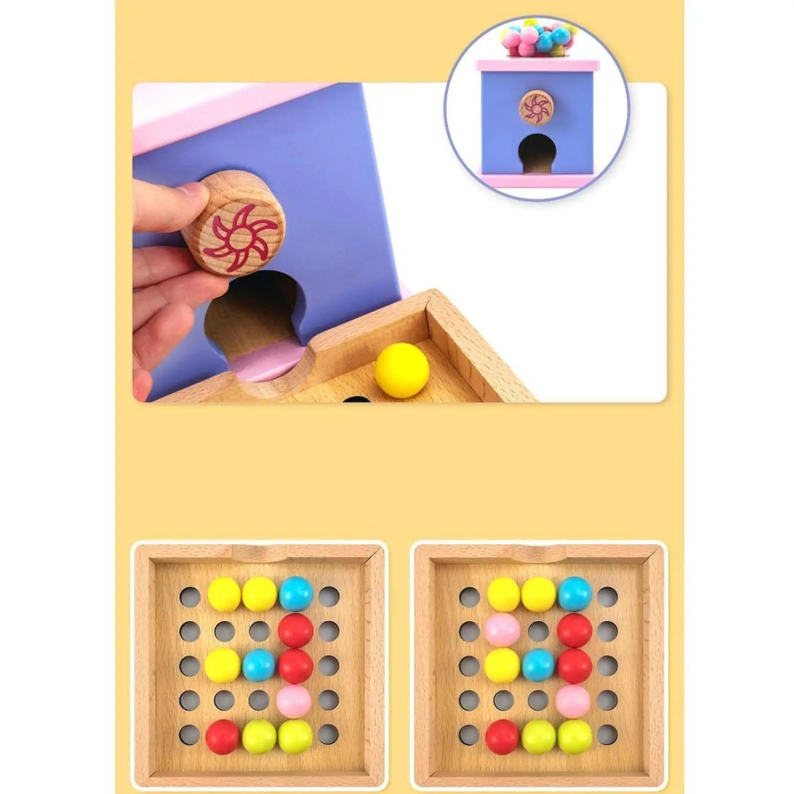 Candy Machine Bead Clip Game Balls in Cups Montessori Toy Wooden Sorter Game for Baby Candy Machine Bead Clip Game Balls in Cups Montessori Toy Wooden Sorter Game for Baby