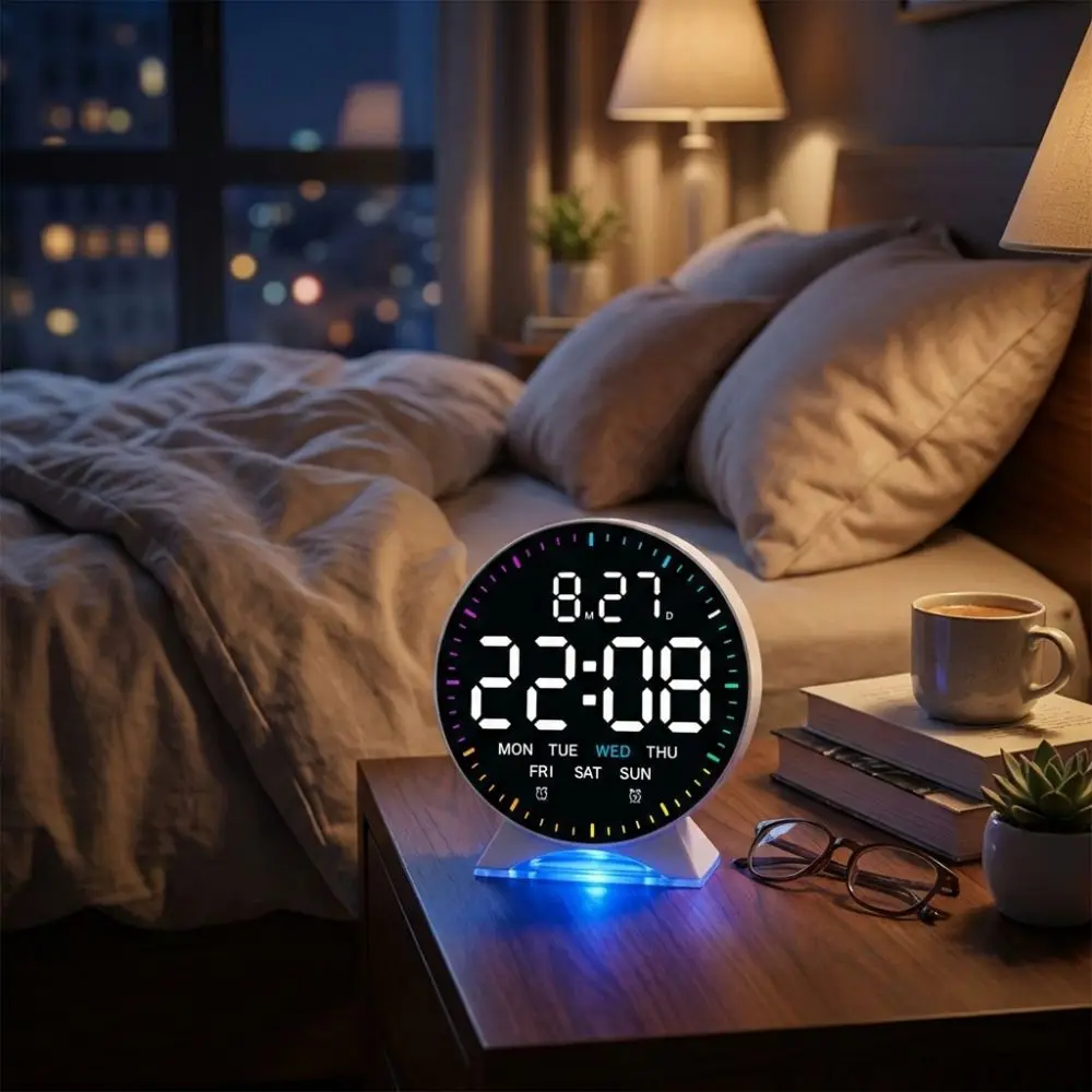 Reloj despertador digital LED con fecha, semana y brillo ajustable - imagen 4