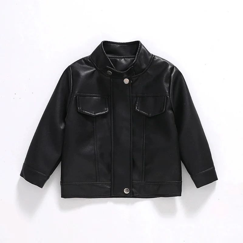 Chaqueta infantil de cuero sintético con cremallera