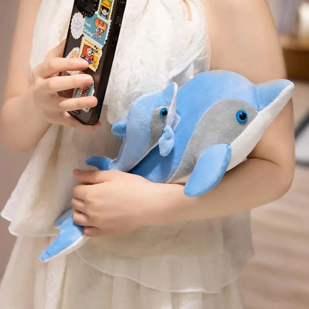 Peluche delfín azul tierno suave de vida marina para sofá infantil - imagen 4
