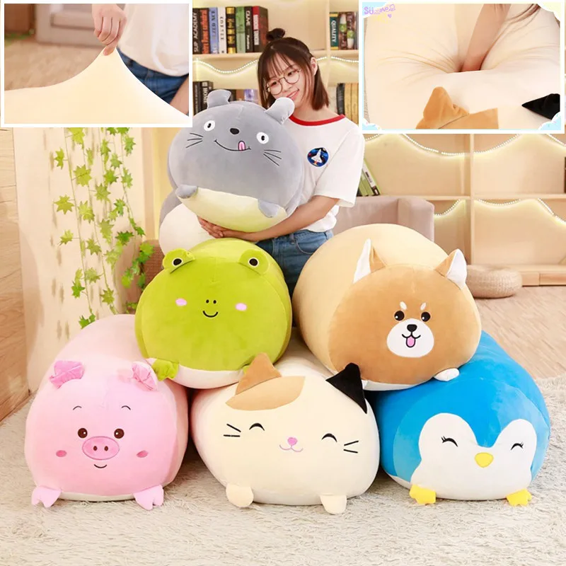 Almohada de peluche infantil con forma de gato y cerdo suave