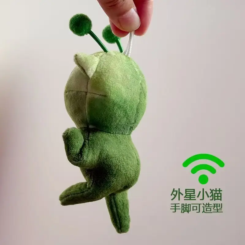 Peluche gato alienígena verde con llavero suave para regalos infantiles - imagen 4