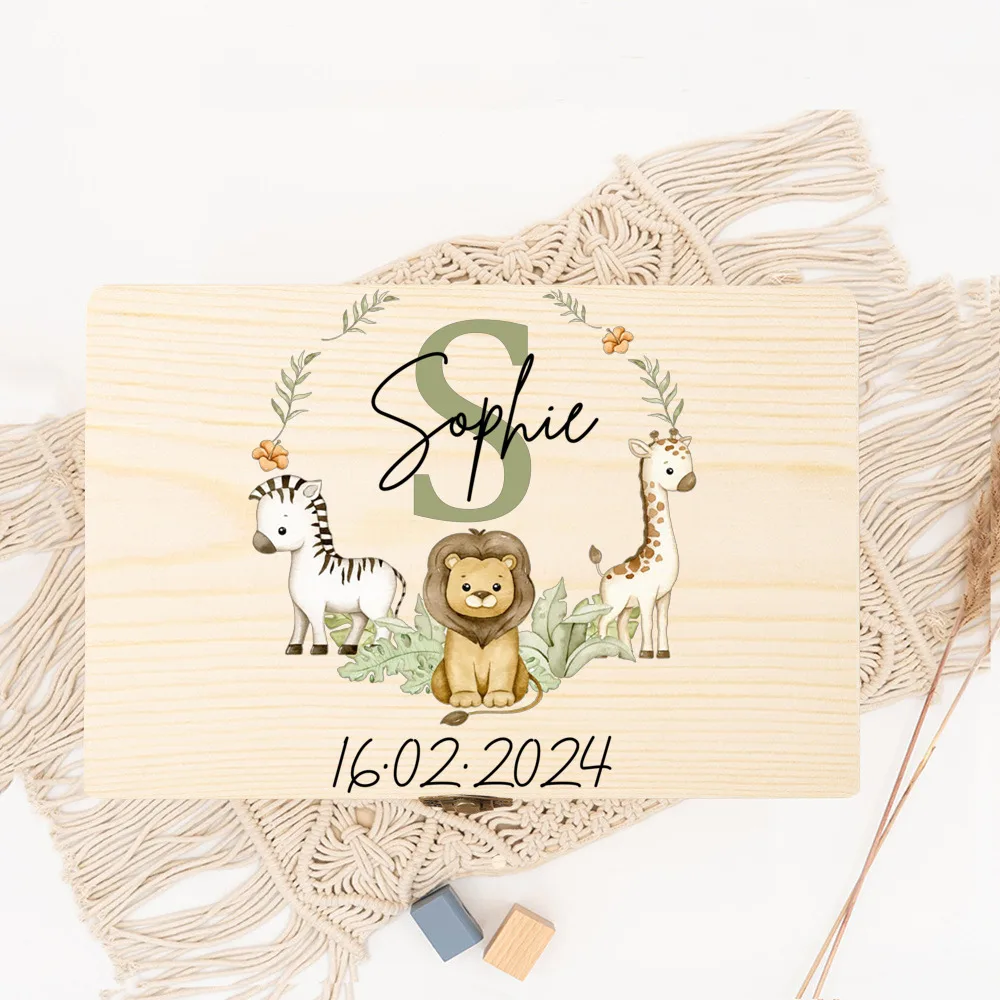 Caja recuerdos bebé personalizada con nombre grabado - imagen 3