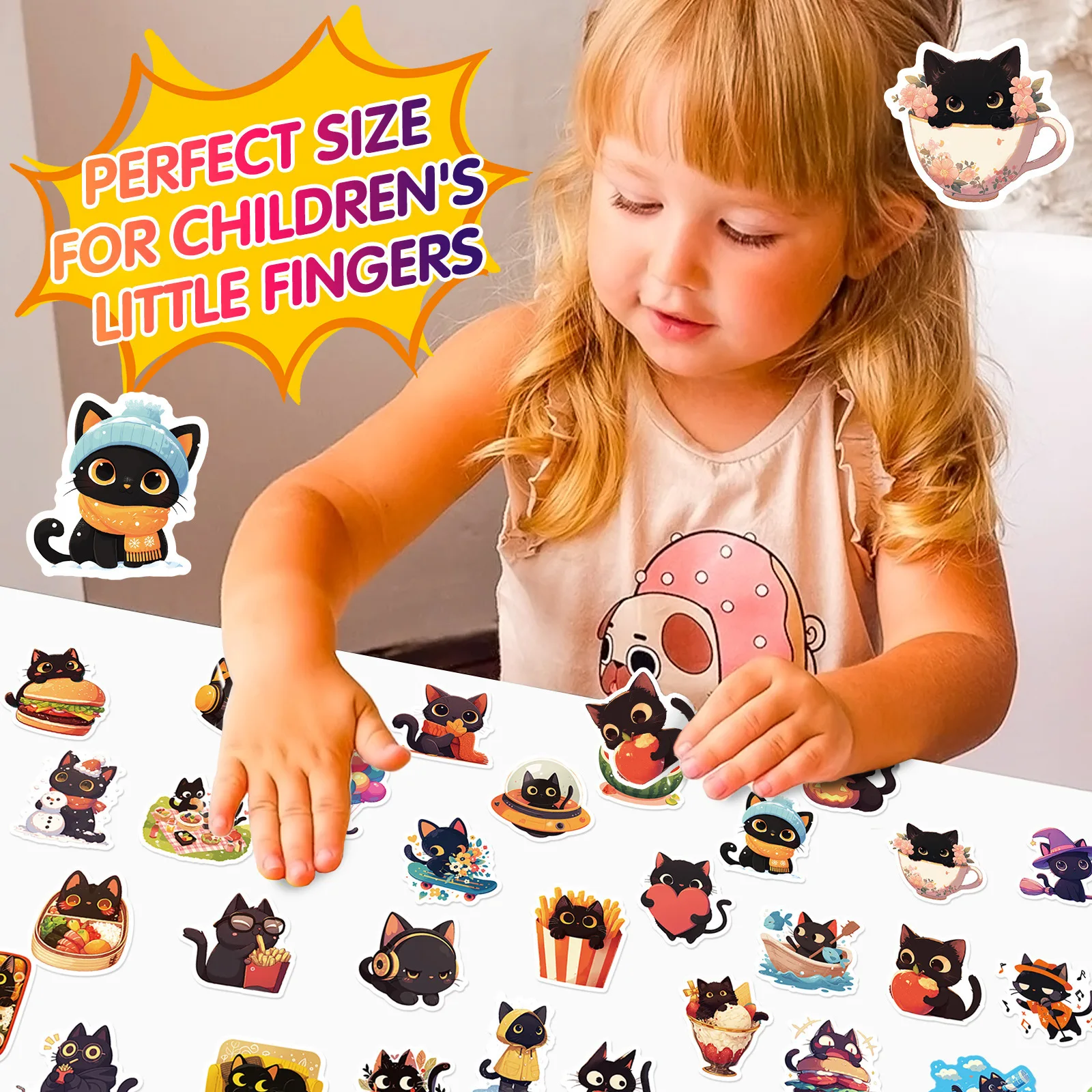 Pegatinas gato negro para decorar álbumes de recortes y portátiles - imagen 4
