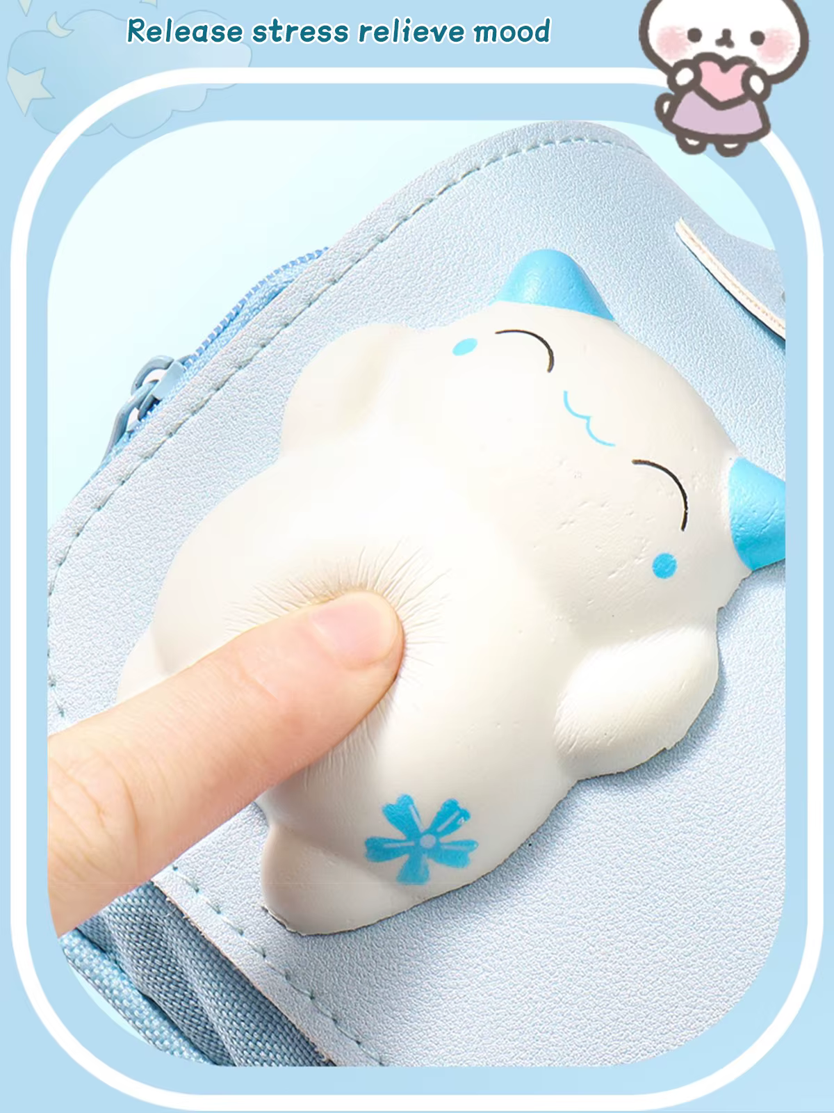 Diseño Kawaii del gatito con muñeca decorativa
