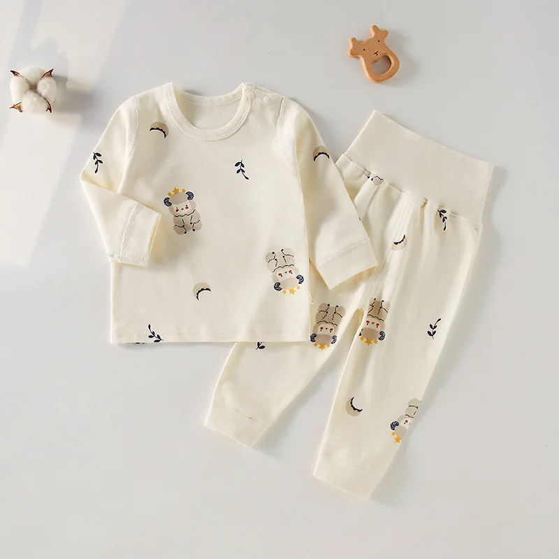 Conjunto pijamas algodón sin costuras para niños, manga larga