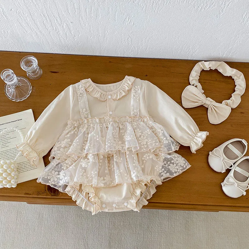 MILANCEL Body de encaje para bebé con flores bordadas - Manga larga - imagen 5