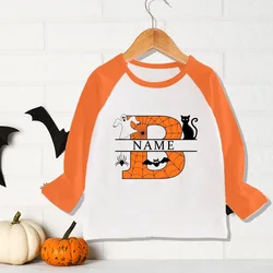 Camiseta personalizada con nombre infantil de manga raglán otoñal