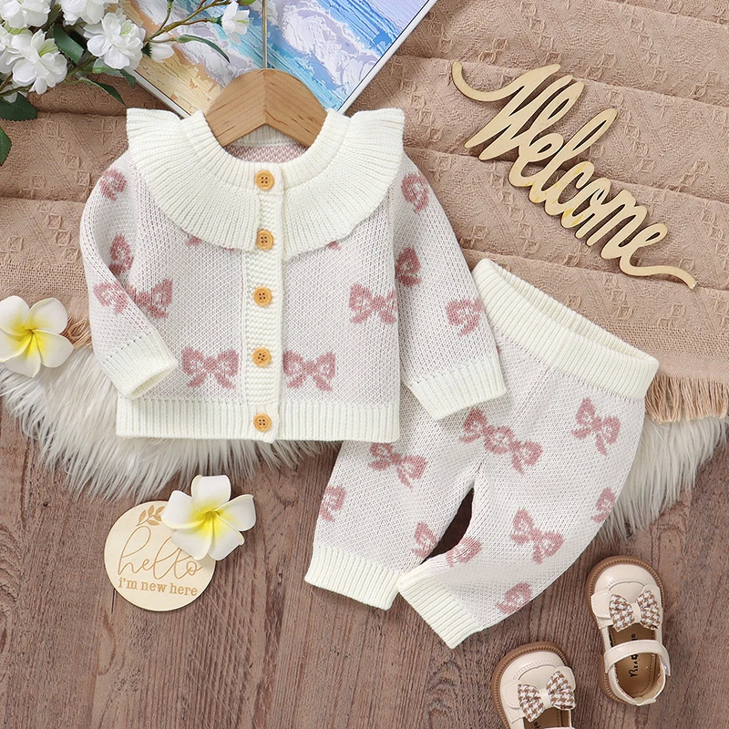 Conjunto de punto 2 piezas para bebé niña 0-9 meses – Otoño invierno - imagen 2