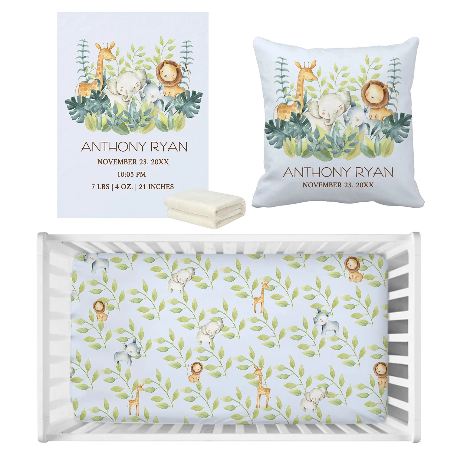 LVYZIHO juego de cama para cuna personalizada: animales selva - imagen 5