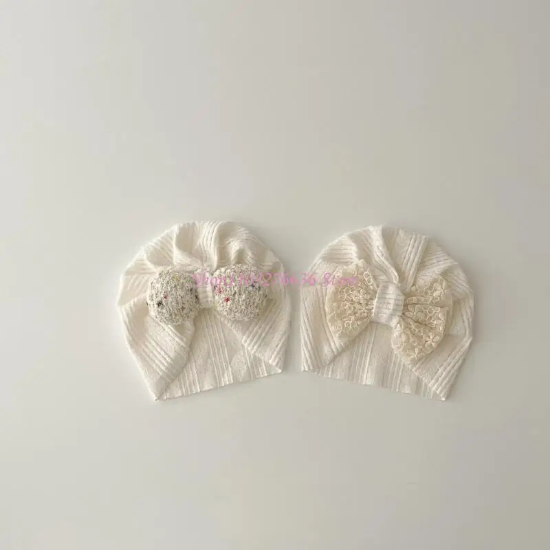 Gorro bebé R6FD turbante encaje princesa con orejeras otoño-invierno - imagen 3