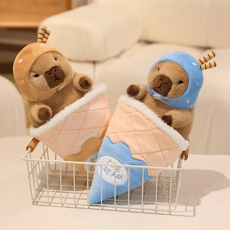 Peluche capibara tierno con forma de helado, almohada suave infantil - imagen 4