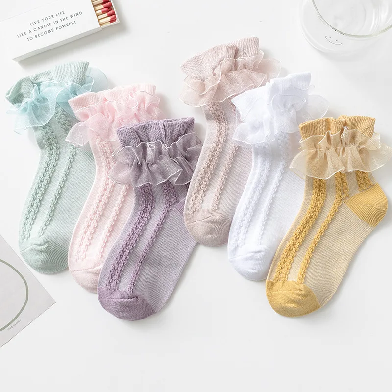 Calcetines tobilleros algodón con volantes para niña estilo princesa - imagen 4