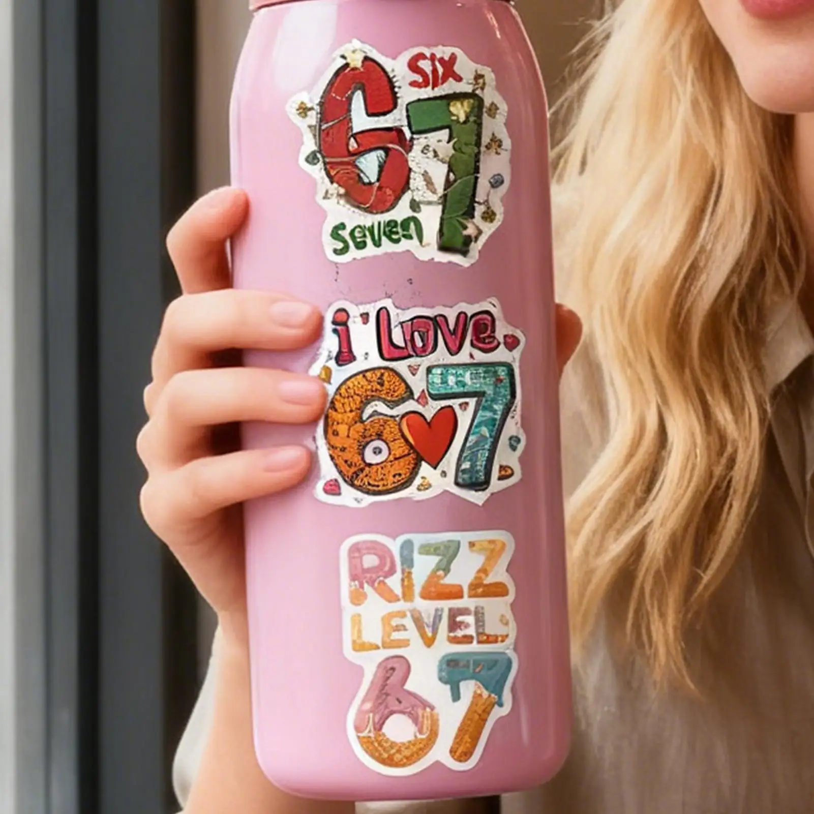 Pegatinas impermeables “67” en variedad de diseños
