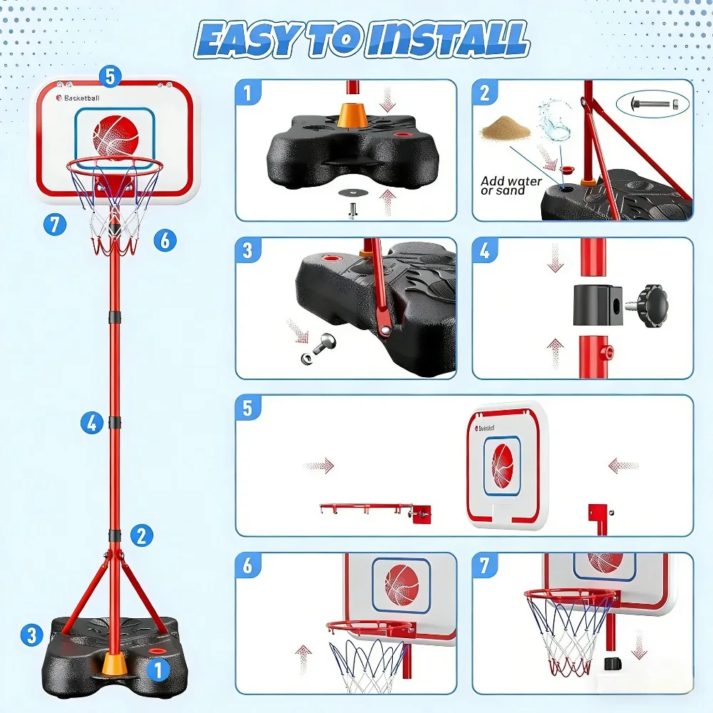 Aro de baloncesto ajustable y teeball para niños – set exterior - imagen 2