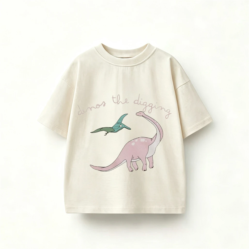 Camiseta dinosaurio de algodón para niños – verano cuello redondo - imagen 2