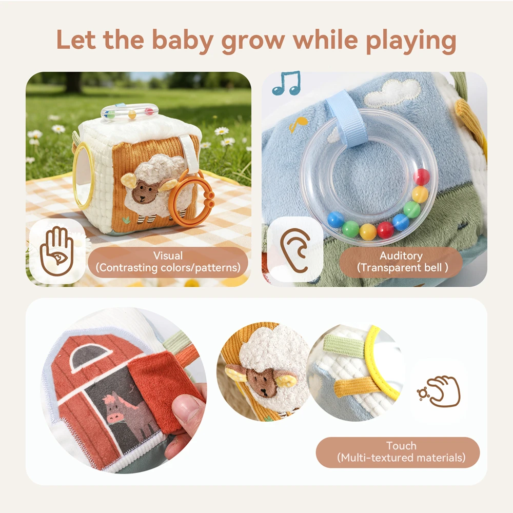 Baby Farm cubo sensorial de tela suave para dentición y aprendizaje - imagen 4