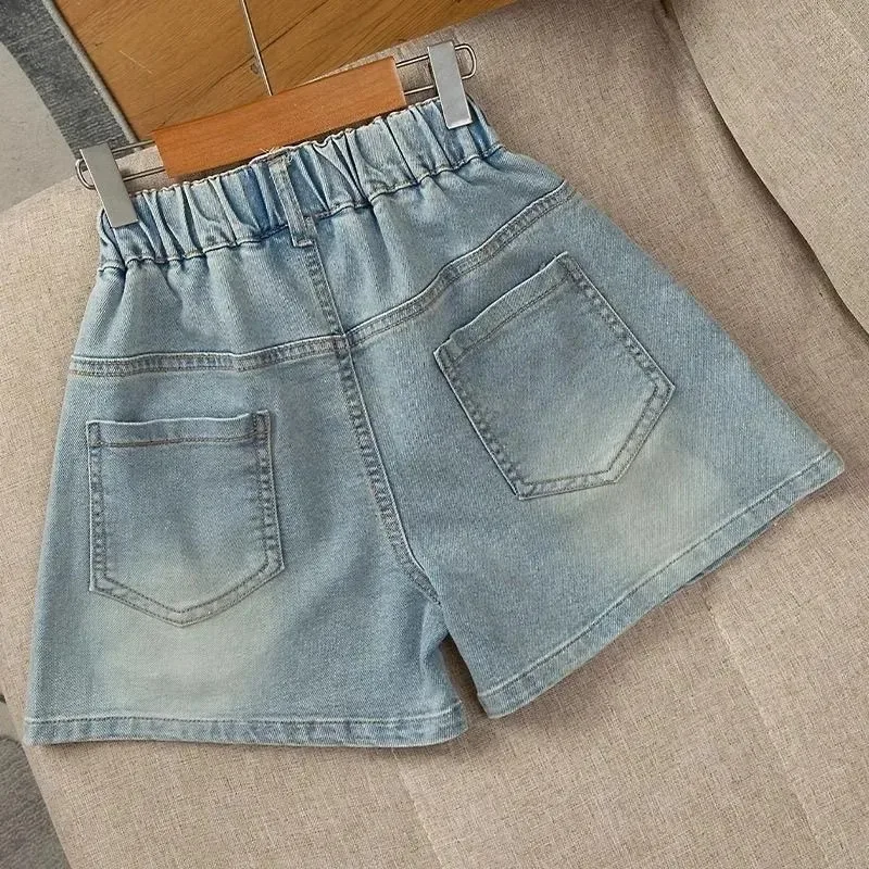 Shorts de verano denim para niña con bordado - imagen 5