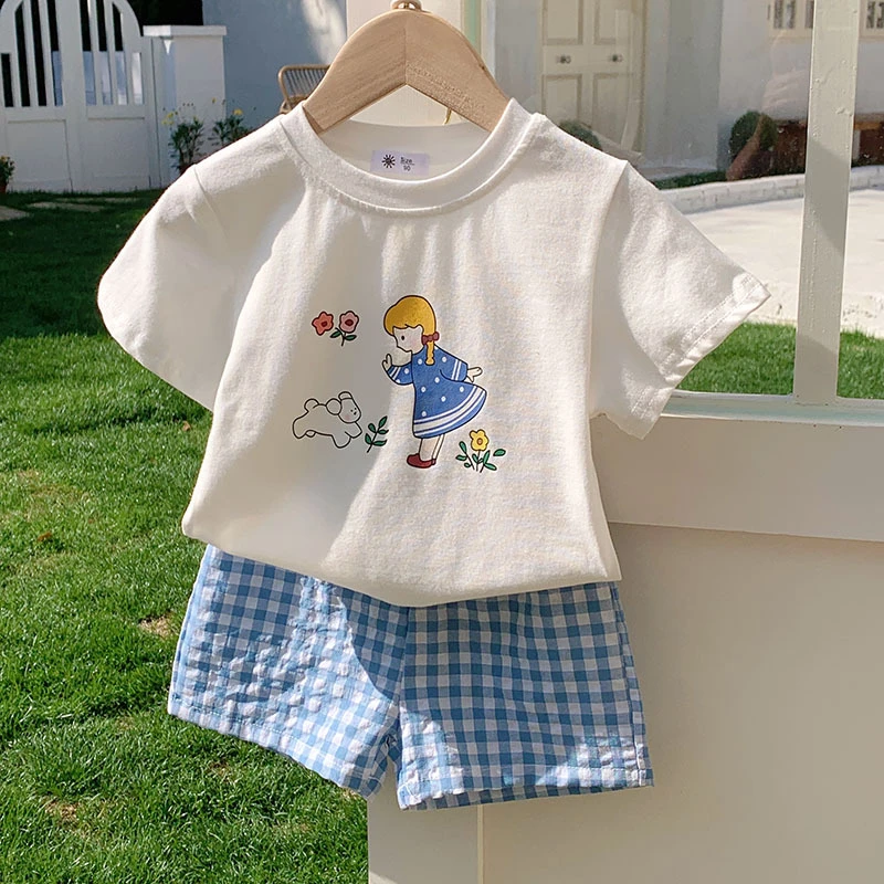 Conjunto infantil de manga corta, camiseta y pantalones cortos