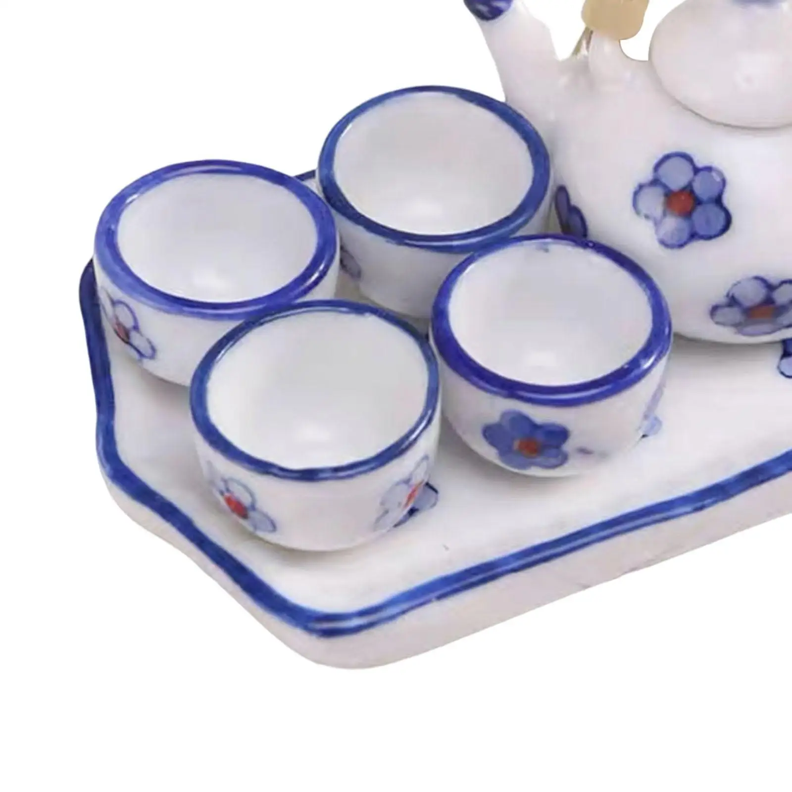 Juego de té cerámica miniatura para muñecas, vajilla