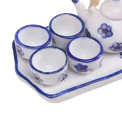 Juego de té cerámica miniatura para muñecas, vajilla