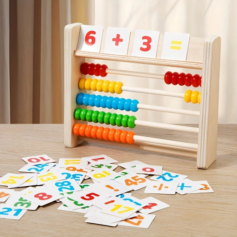 Ábaco de madera infantil con tarjetas numéricas y cuentas - imagen 4