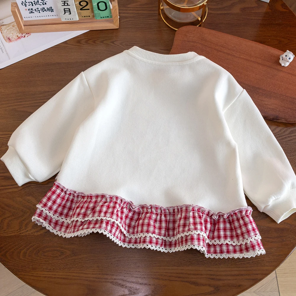Sudadera con volantes y lazo para niña - Estilo cute primavera Invierno