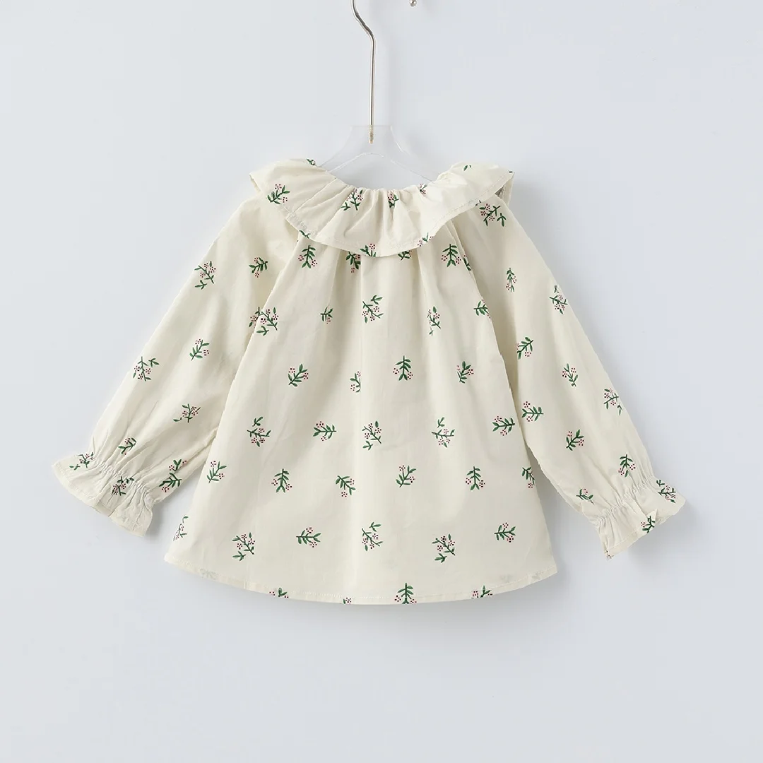 Blusa de encaje manga larga con volantes estilo princesa niña - imagen 5