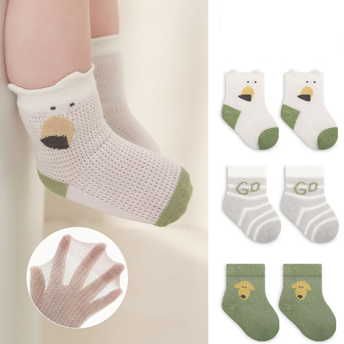 Calcetines de malla finos de algodón para bebé recién nacido