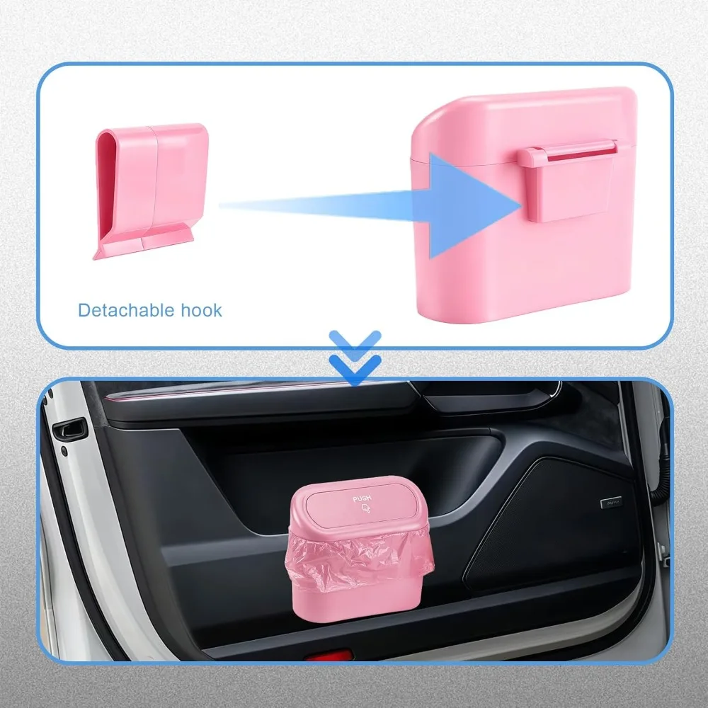 Papelera de coche pequeña con tapa a prueba de fugas y botón - imagen 4