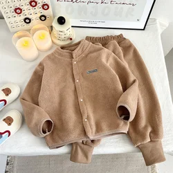 Traje de invierno en lana para niños y niñas - abrigo con pantalón