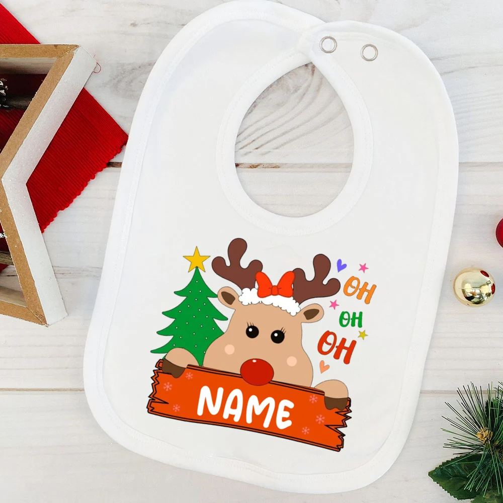 Babero neonatal personalizado con gorro de ciervo y Papá Noel - imagen 3
