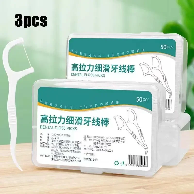 Palillos dentales desechables de plástico con hilo dental portátil