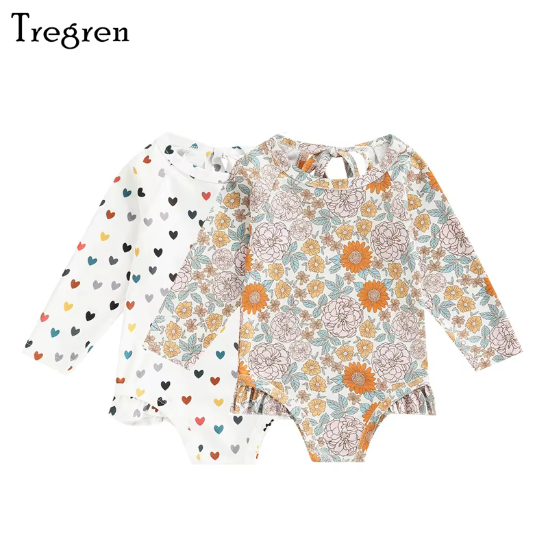 Bañador de manga larga Tregren con estampado floral para niña - imagen 2