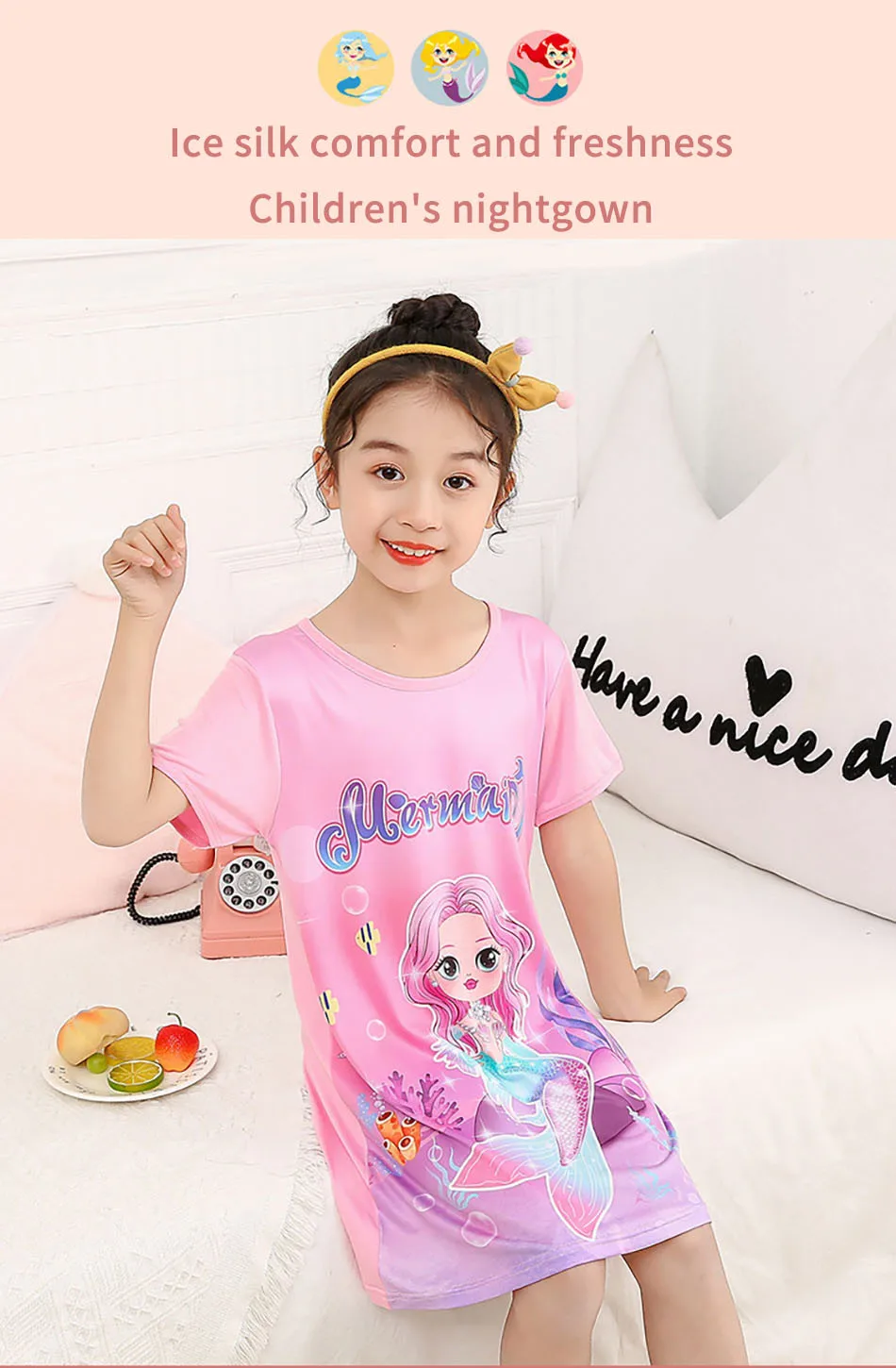 Camisón rosa con diseño de sirena
