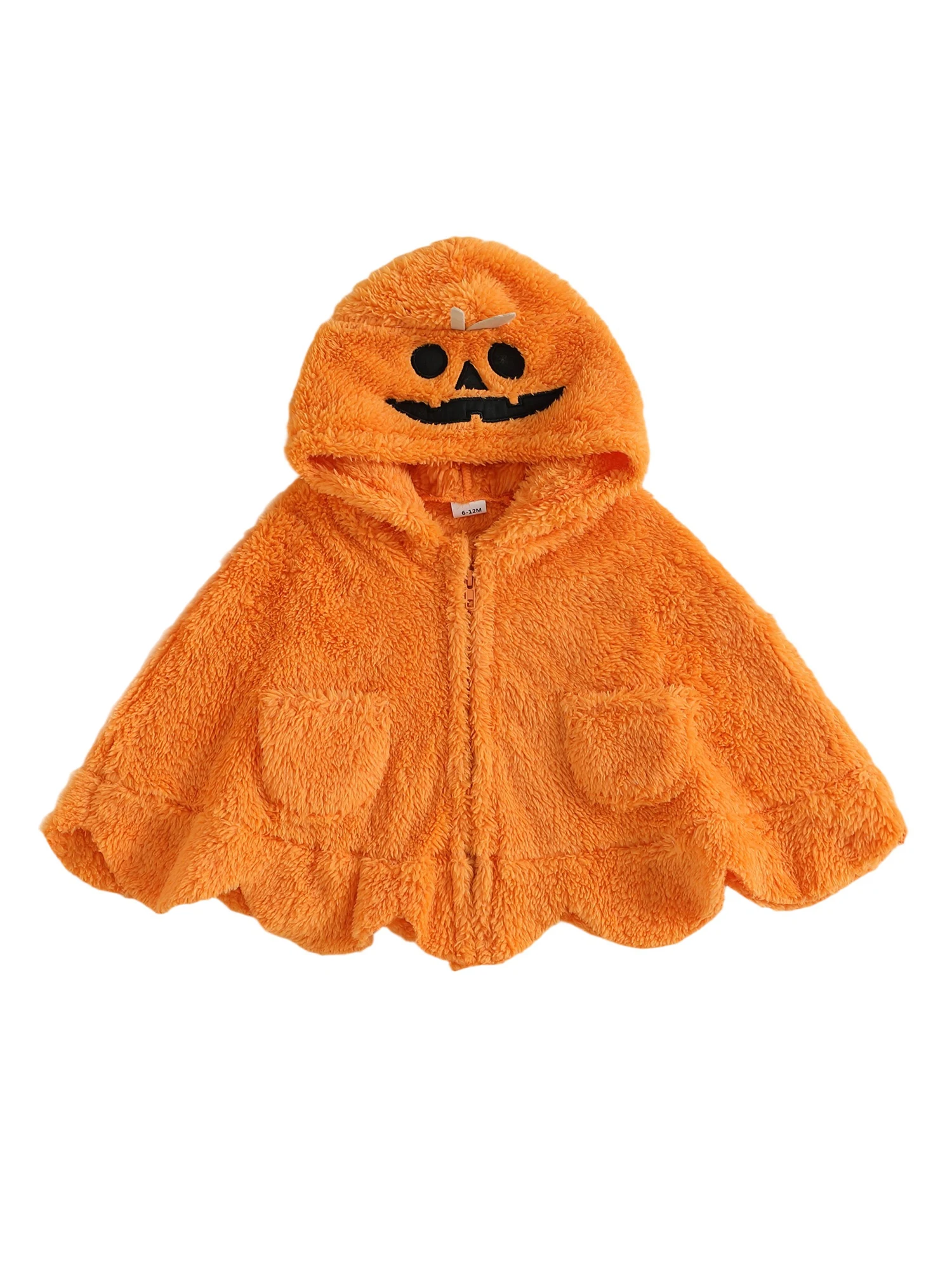 Capa Halloween Tregren con capucha peluda naranja estilo calabaza