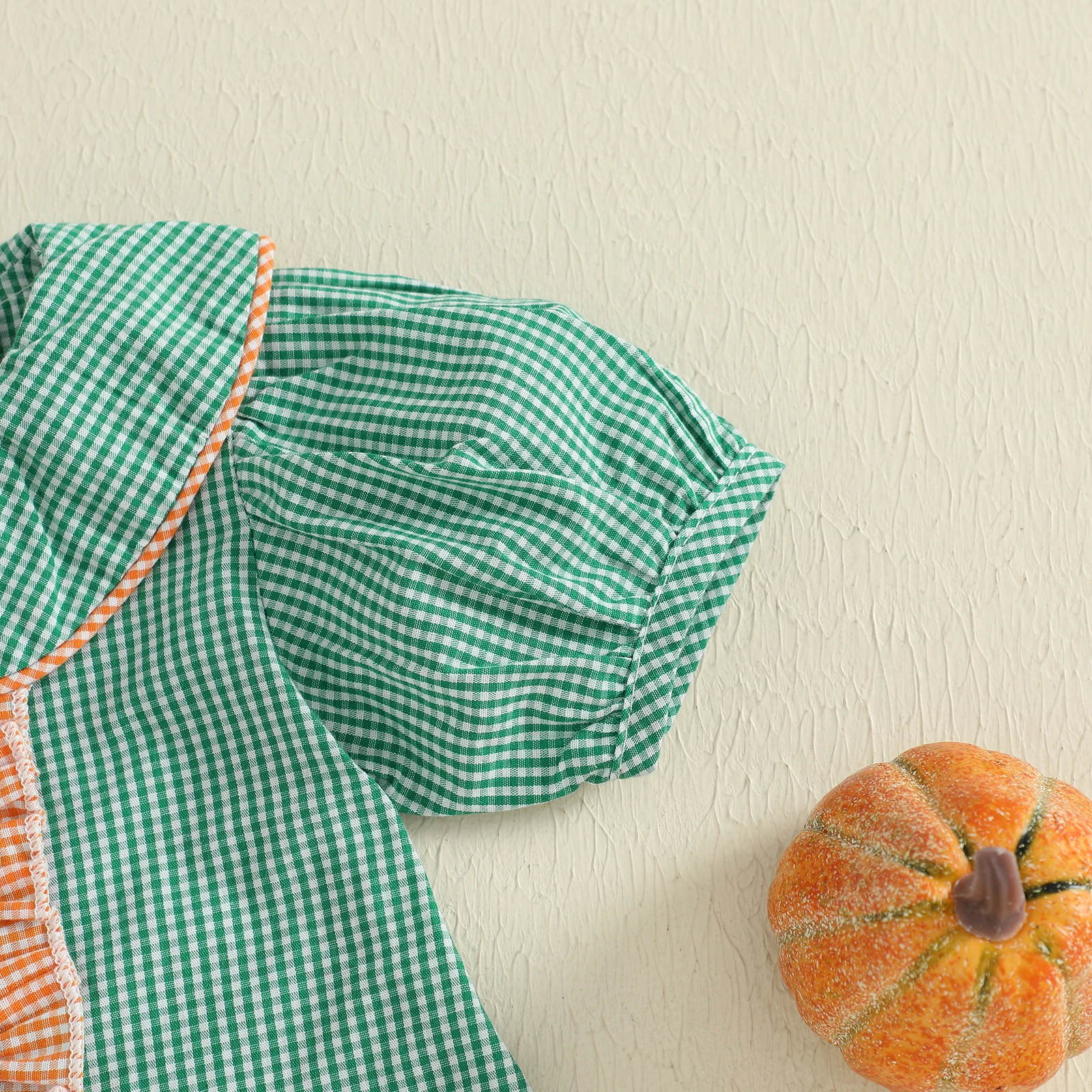 VISgogo Vestido a cuadros para niñas – Cuello de muñeca bordado