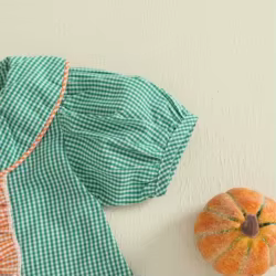 VISgogo Vestido a cuadros para niñas – Cuello de muñeca bordado