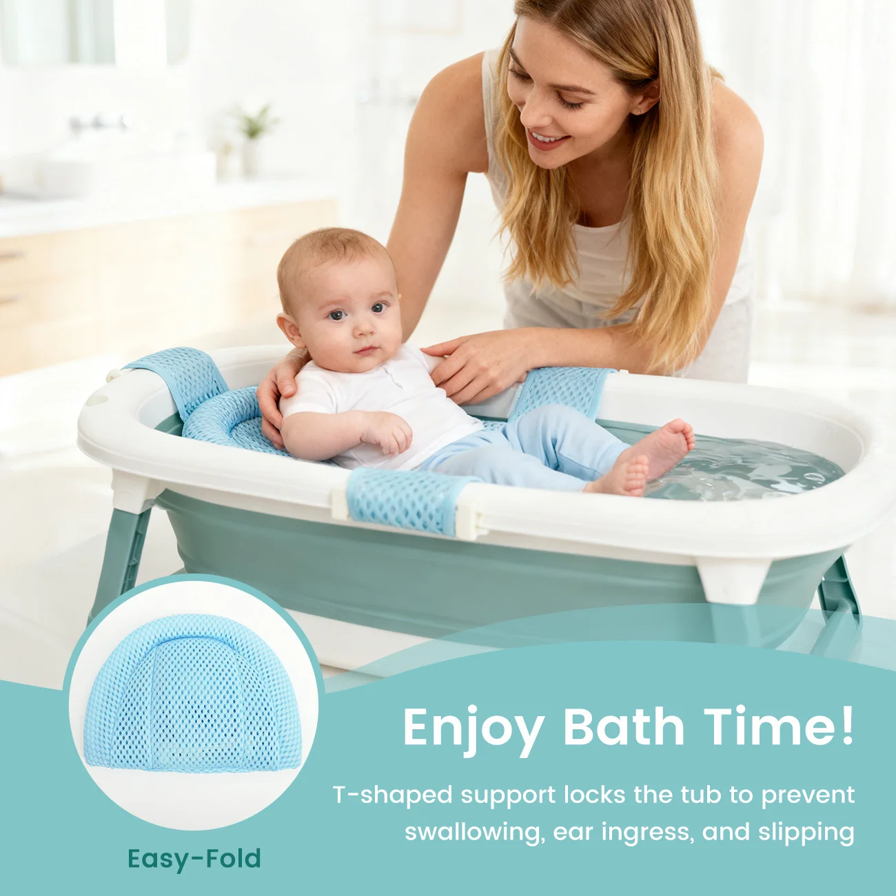 Soporte para baño de bebé antideslizante con cojín flotante - imagen 4