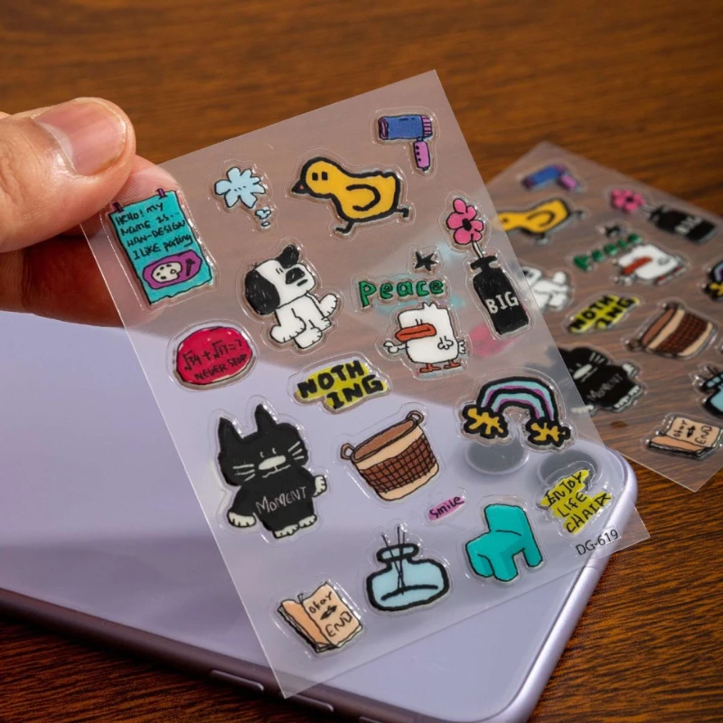 Pegatinas decorativas de perrito pintadas a mano estilo INS - imagen 2