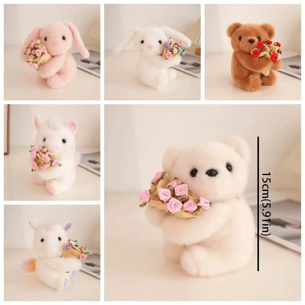 Peluche oso romántico con rosas y manta floral para niña - imagen 4