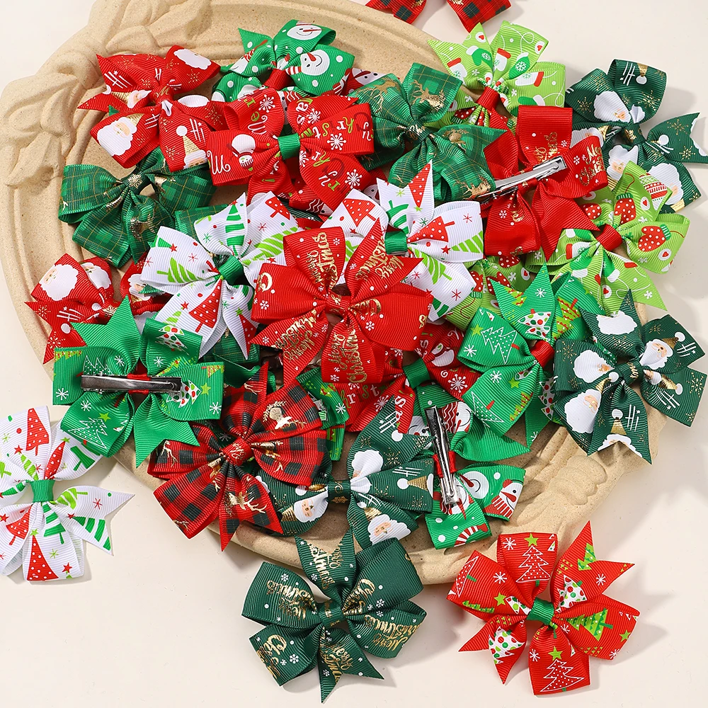 Pinzas pelo Navidad para niñas con lazos festivos - imagen 4