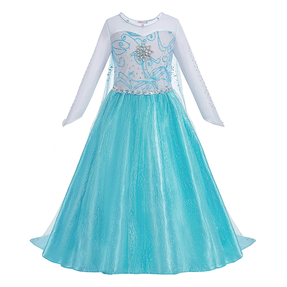 Disfraz princesa de hielo para niña con vestido de tul manga larga