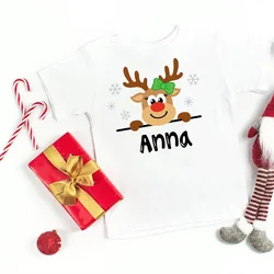 Camiseta de Navidad personalizada con ciervo para niño