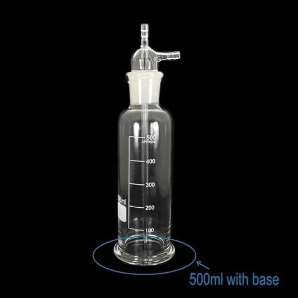 Botella absorbente de vidrio transparente para laboratorio con tubo - imagen 3