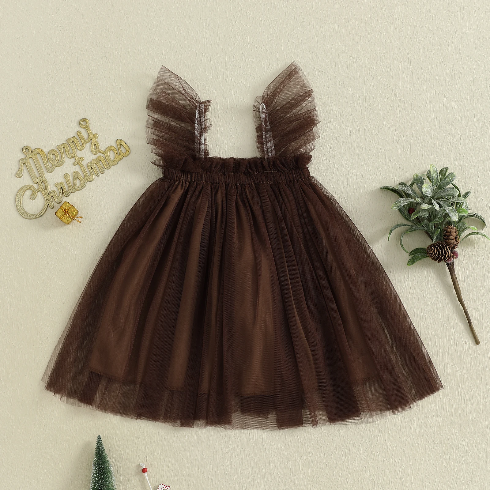 Tregren vestido navideño de tul con falda princesa para niñas - imagen 5