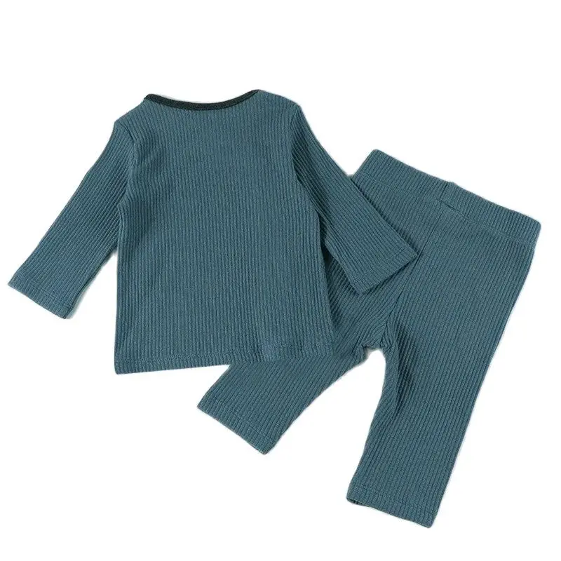 Conjunto bebé algodón acanalado camiseta y pantalón manga larga